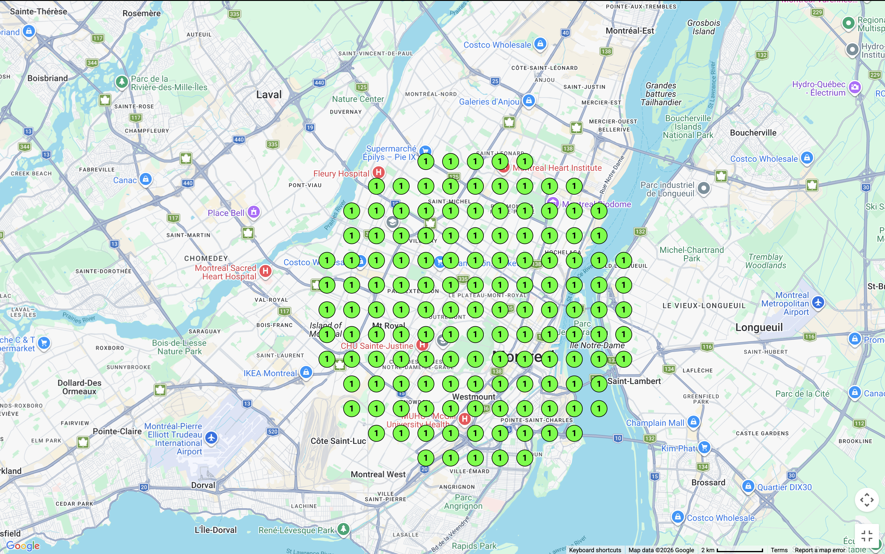Map ranking grid after local visibility expansion